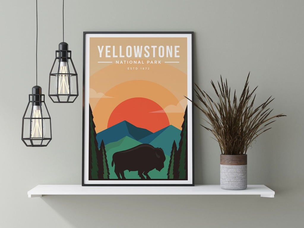 Yellowstone National Park Travel Poster | Contemporary illustration Art Print