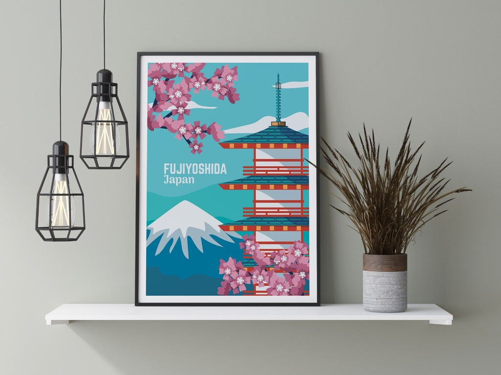 Japan Fujiyoshida  City Travel Poster | Contemporary illustration Art Print