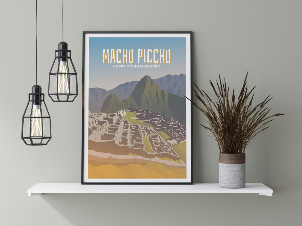 Machu Picchu City Travel Poster | Contemporary illustration Art Print