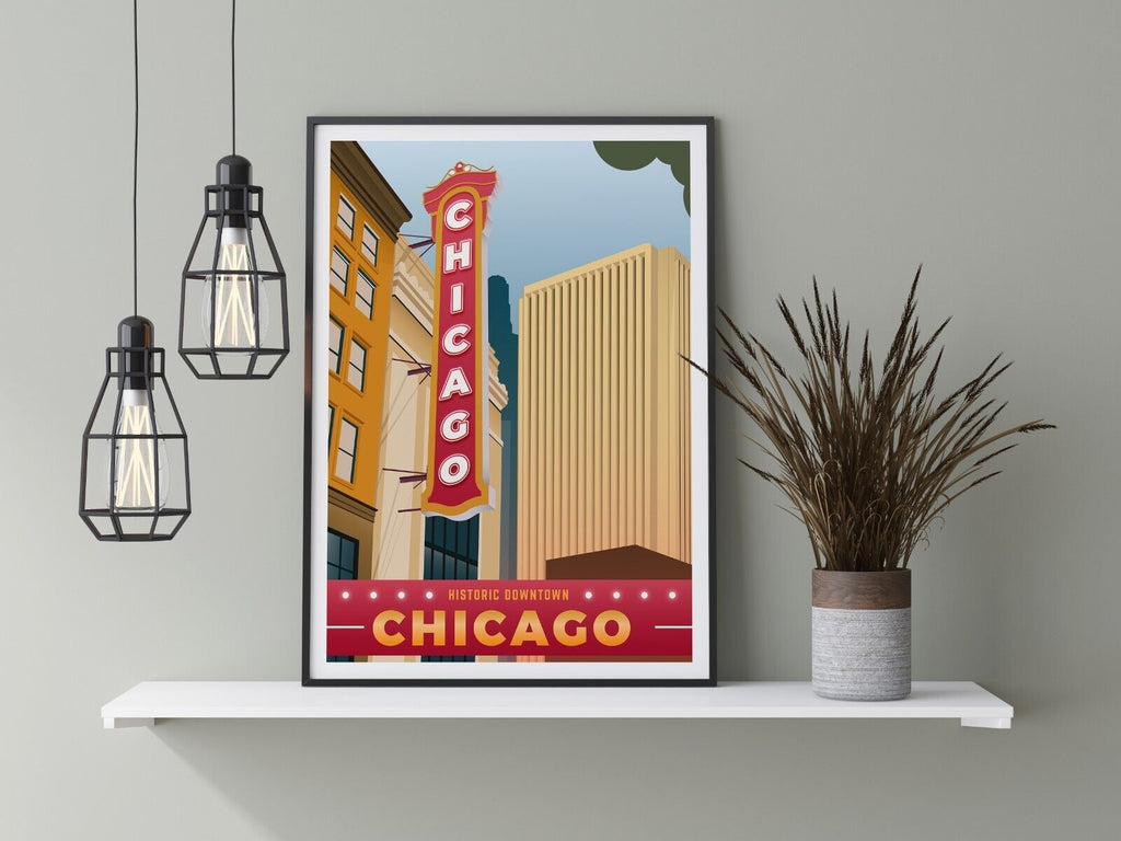 Chicago City Travel Poster | Contemporary illustration Art Print