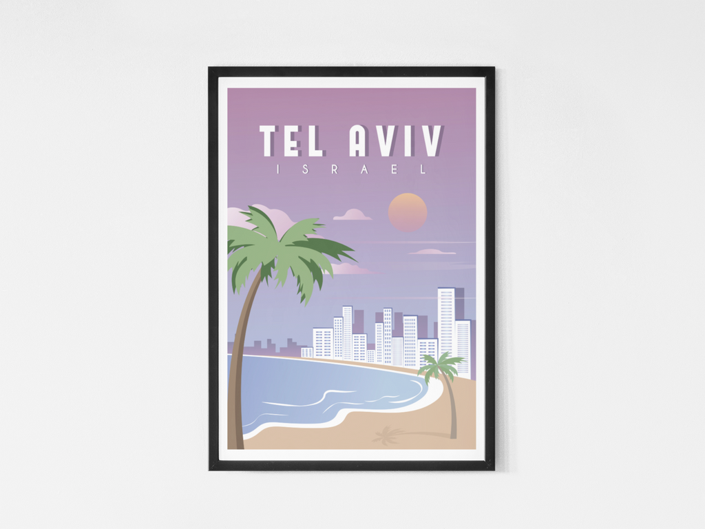 Israel Tel Aviv City Travel Poster | Contemporary illustration Art Print