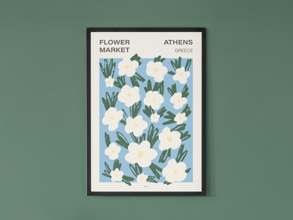 Athens Flower Market Poster | Contemporary illustration Art Print