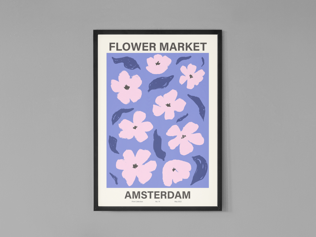 Amsterdam Flower Market Poster | Contemporary illustration Art Print