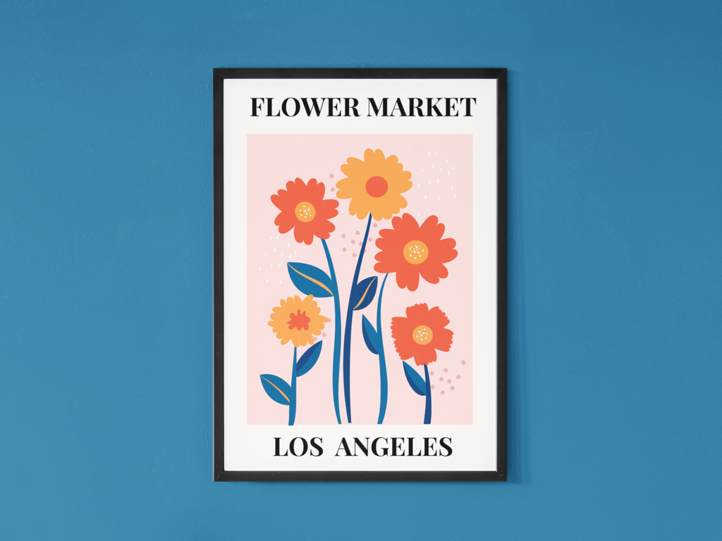 Los Angeles Flower Market Poster | Contemporary illustration Art Print