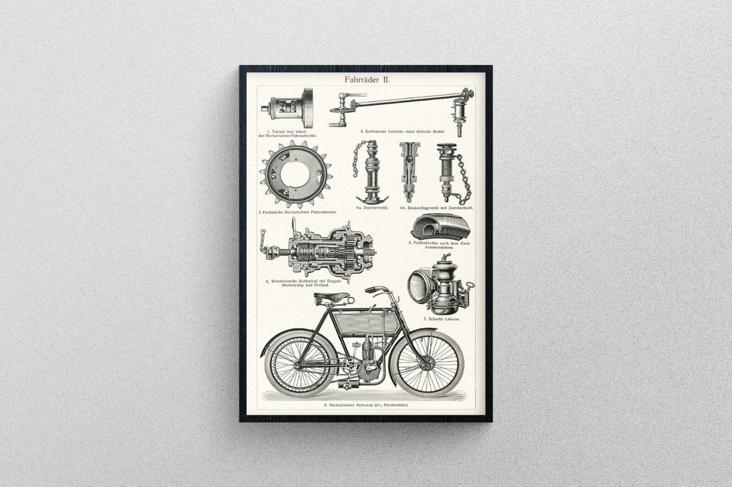 Different bicycle parts Poster | Art Print Anatomy Chart Exhibition Quality