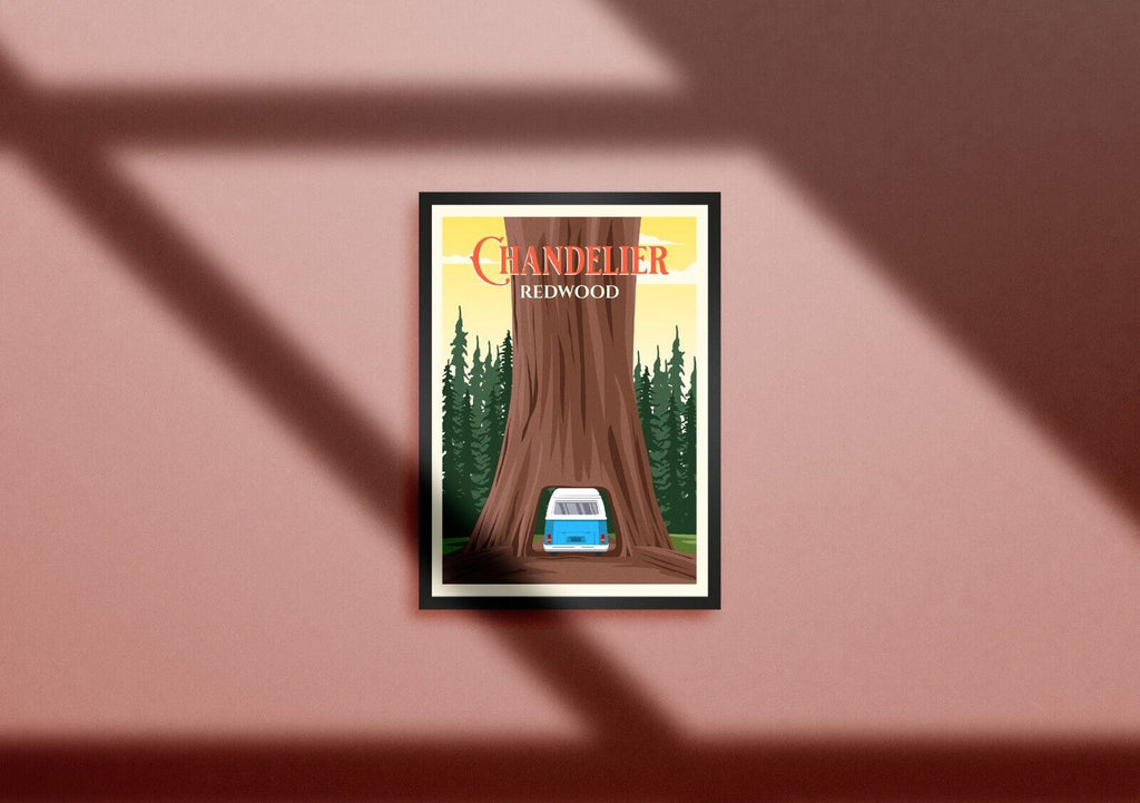 Chandelier Redwood National Park Poster | Contemporary illustration Art Print