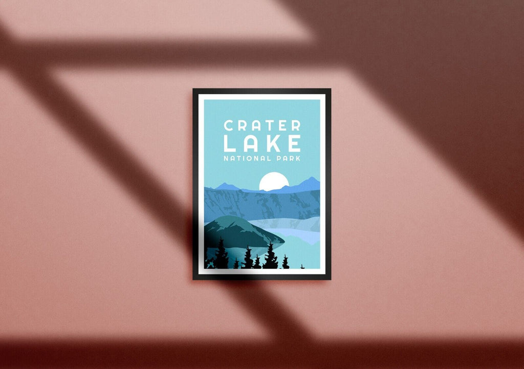 Crater Lake National Park Poster | Contemporary illustration Art Print