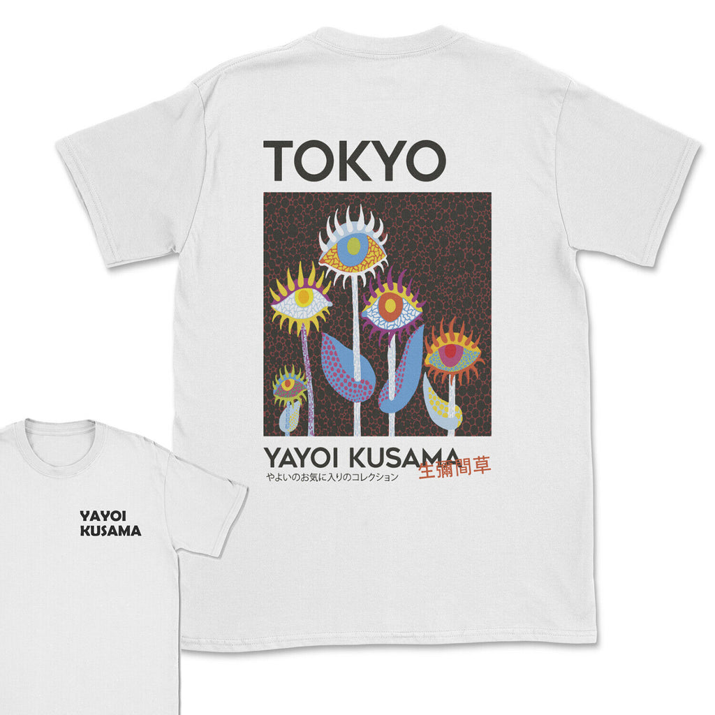 Yayoi Kusama T-shirt 10 Eye Flowers Art show t-shirt 2 sided print