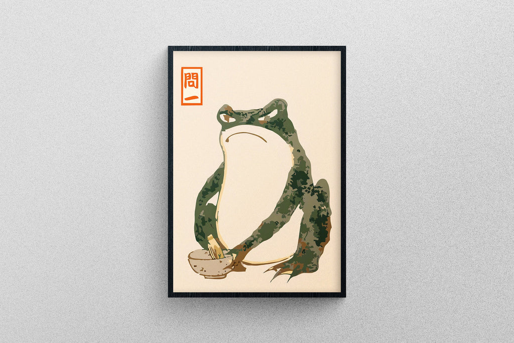 Japanese Frog Art Print, Angry cook Matsumoto Hoji Vintage Poster |  exhibition quality print