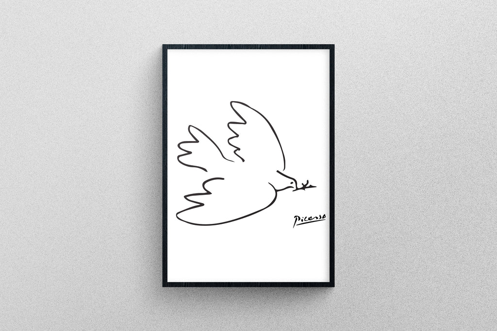 Picasso's Dove with Twig line drawing Poster Art | Exhibition Print in High Resolution