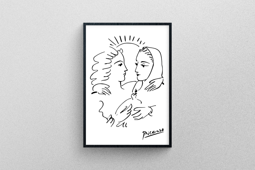 Picasso's Dove Embrace line drawing Poster Art | Exhibition Print in High Resolution