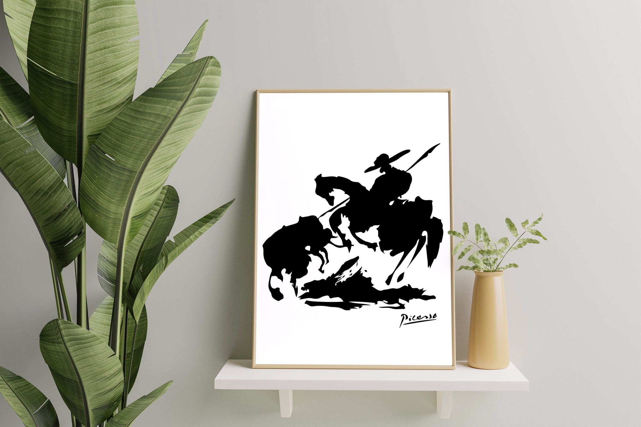 Picasso's Bullfighting on Horse line drawing Poster Art | Exhibition P ...