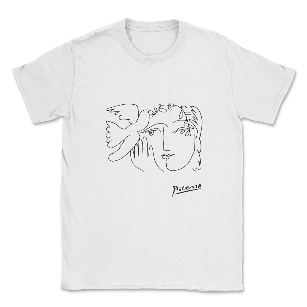 Face with dove line drawing, Pablo Picasso t-shirt