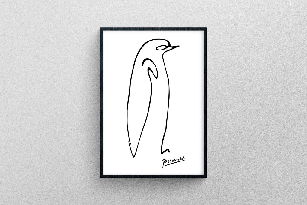 Picasso's Penguin Poster Art Drawing | Exhibition Print in High Resolution