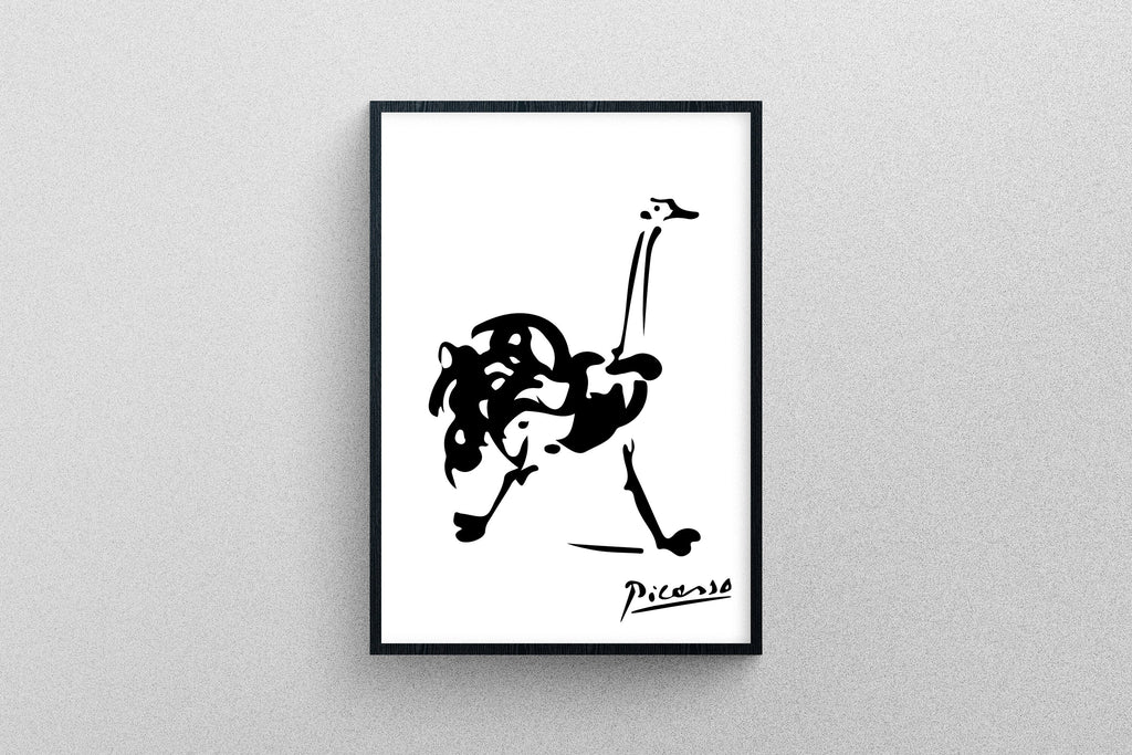 Picasso's Running Ostrich Poster Art Drawing | Exhibition Print in High Resolution