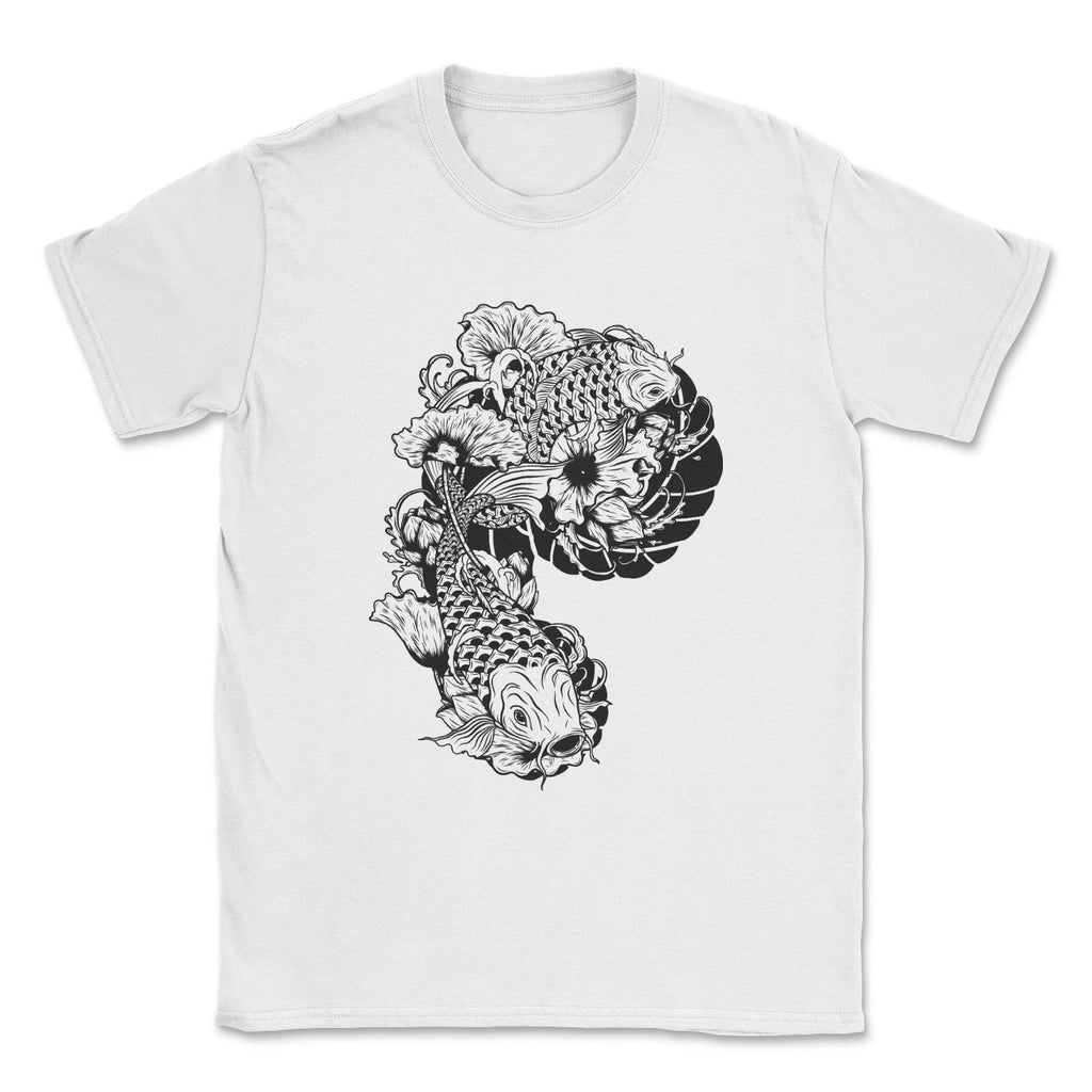 Carp fish with lotus tattoo style t-shirt