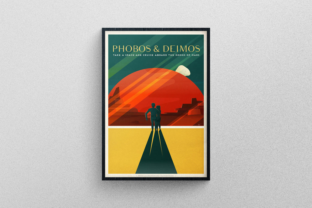 SpaceX Travel Poster, Phobos & Deimos Mars illustration Art Print