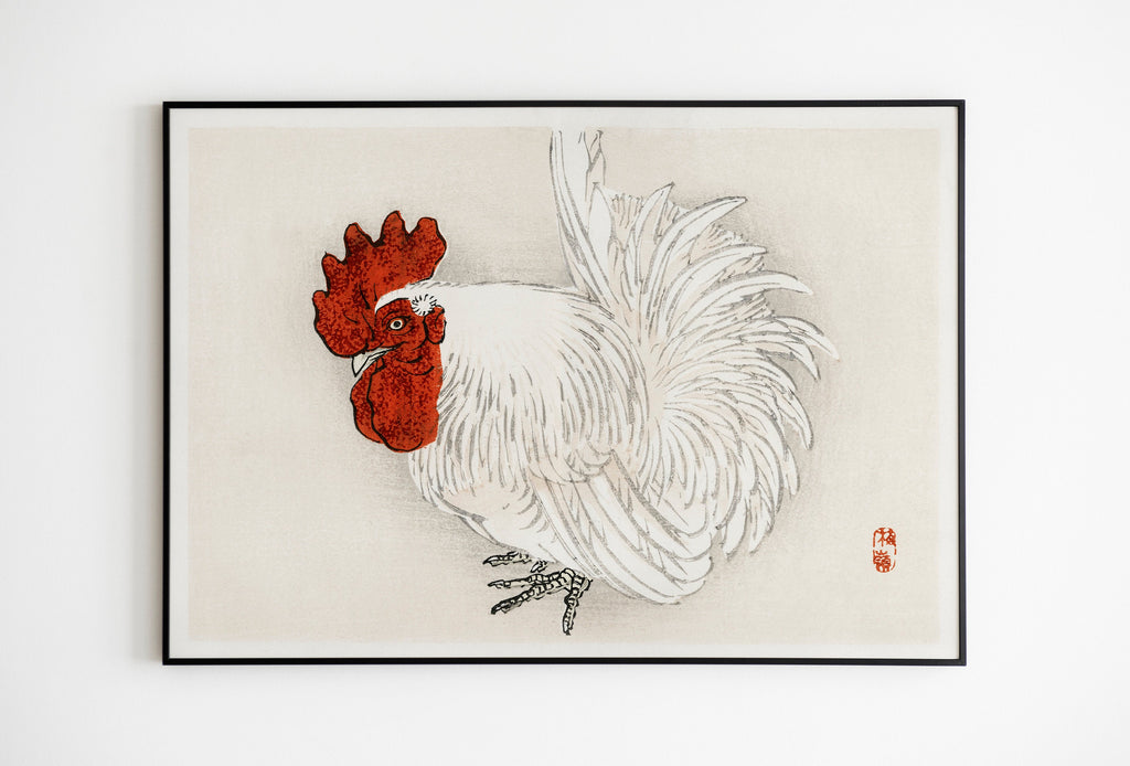 Japanese chicken Art Print by Kōno Bairei Vintage Poster | exhibition quality print