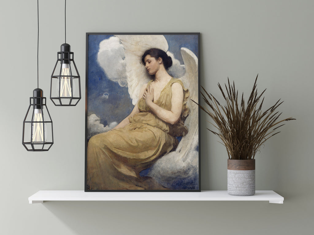 Winged Figure Art Print, Abbott Handerson Thayer old Vintage Poster ...