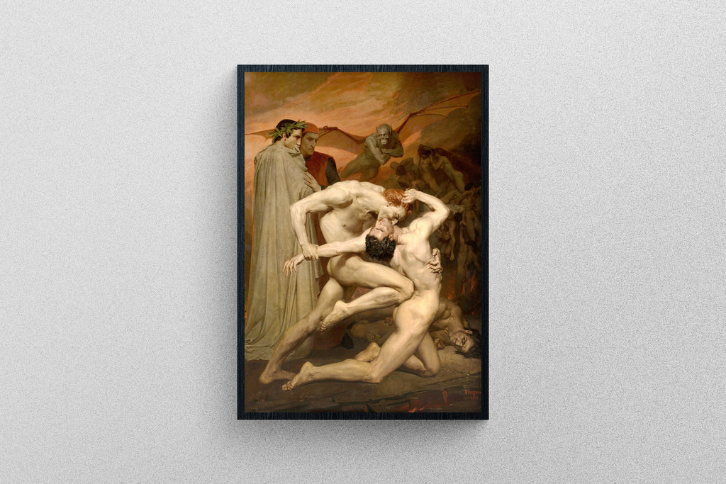 Dante and Virgil Journey through Hell Vampires, Demon Painting.