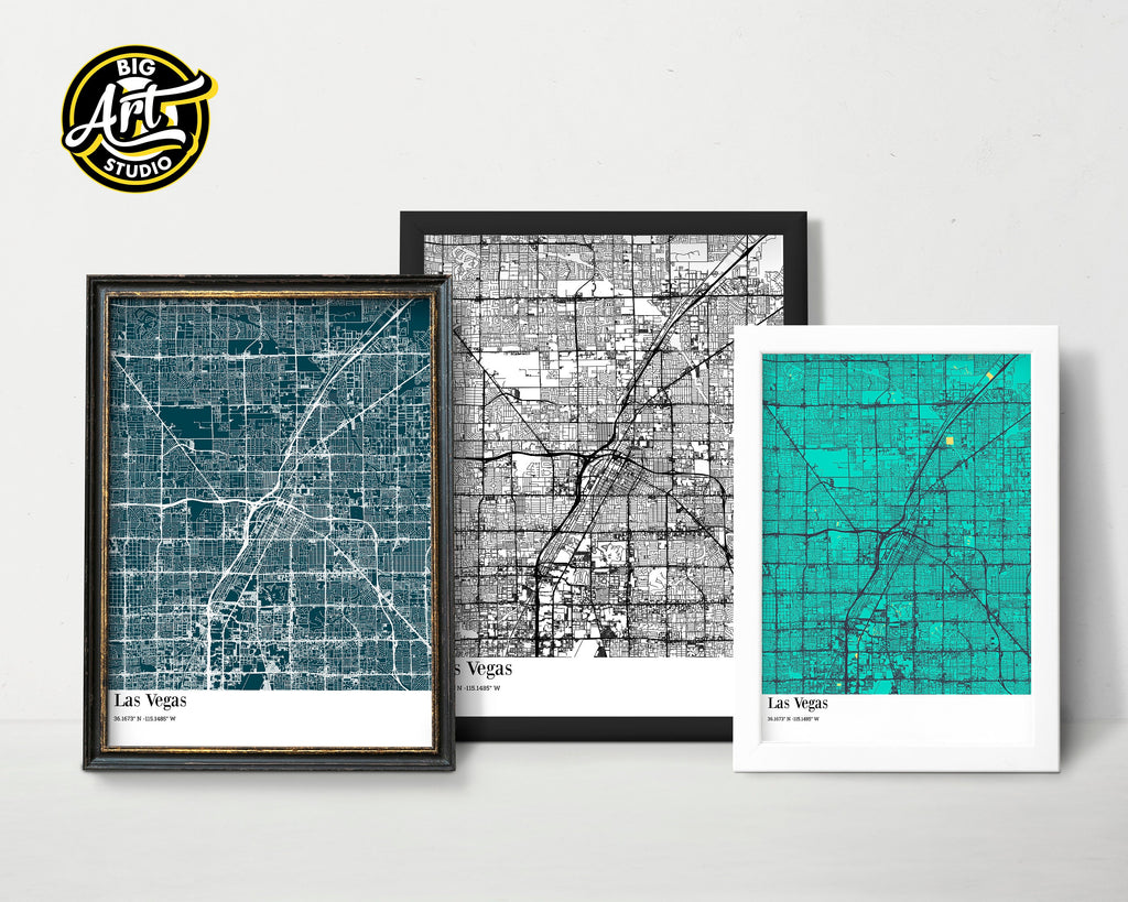 Las Vegas City Map Poster Street Map America Print Home Gift.