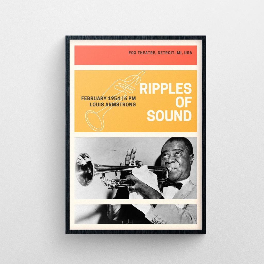 Louis Armstrong Live at Fox Theatre 1954 Ripples of sound | Iconic Trumpet Music Poster