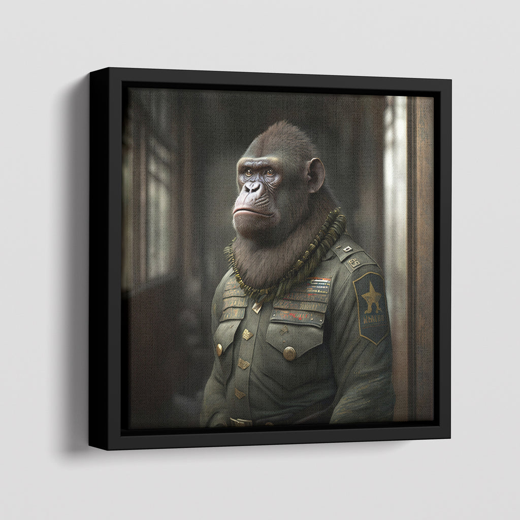 Ape Soldier Framed Canvas