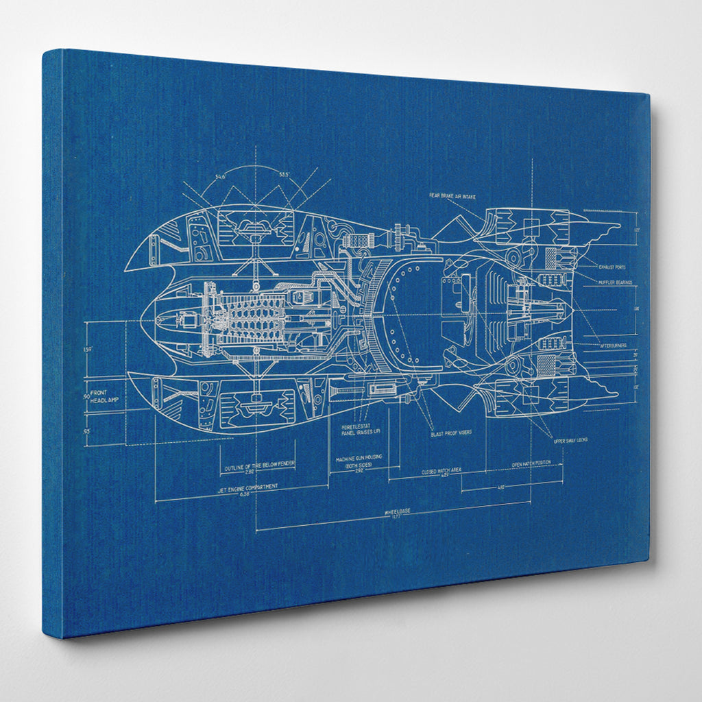 Batmobile Blueprints Canvas