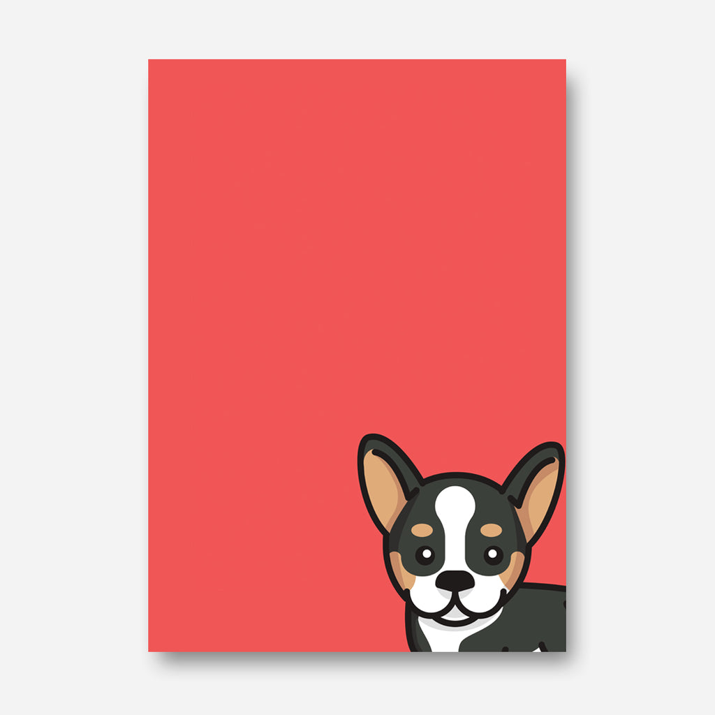 Peeking French Bulldog Red Print