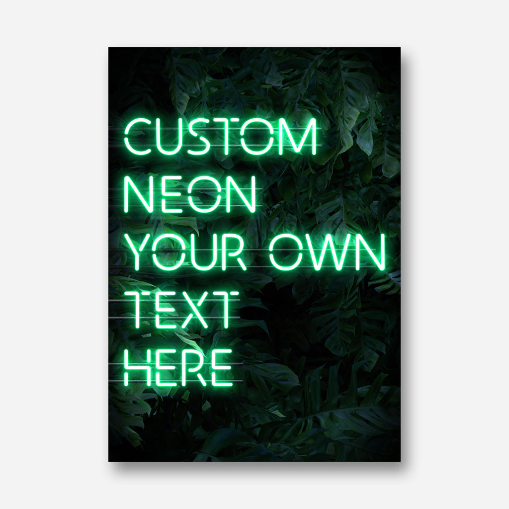 Custom Neon Green Sign Leaves Background