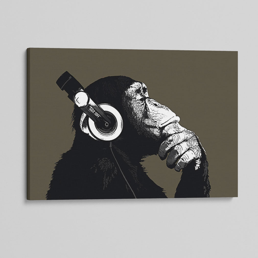 Side Profile Thinking Chimp Canvas